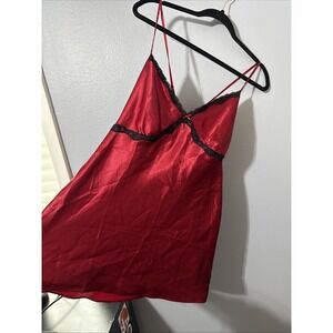 VTG Lingerie Babydoll Slip Dress Cami Satin Lace Whimsy Goth Rockabilly XL Y2k